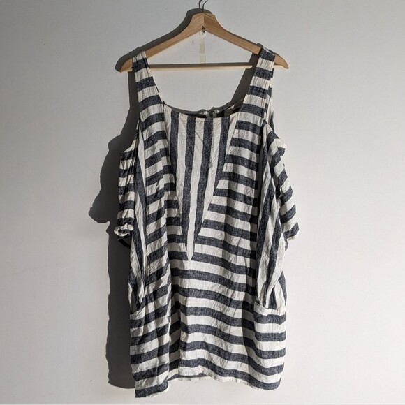 Soft Surroundings Linen Sunset Striped Lagenlook Tunic Women's Size 2X - Picture 2 of 6